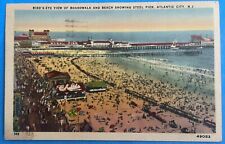 Vintage 1945 Postcard Bird’s-Eye View Boardwalk & Steel Pier, Atlantic City NJ picture