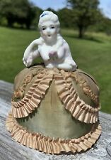 Antique Victorian Lady Material Dress Porcelain Doll Pin Cushion picture