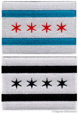 LOT of 2 CHICAGO CITY FLAG embroidered iron-on PATCH EMBLEM ILLINOIS COOK COUNTY picture