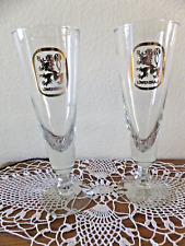 Pair of Lowenbrau beer glasses 8oz gold lion logo picture