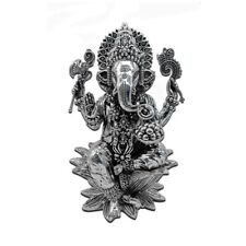 Pure Silver Lord Ganpatiji Murti on Lotus For Pooja Room & Gifting 168gm picture