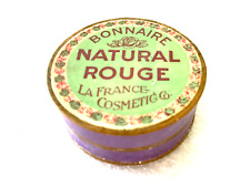 💋 1920s BONNAIRE WHITE ROUGE MIRROR POWDER BOX  PUFF LA FRANCE Vintage NOS 💋 picture