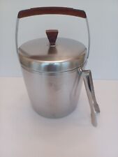 Vtg West Bend Mid Century Modern *ICE BUTLER* #7256 STAINLESS STEEL 4 QT W/TONGS picture