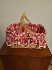 Longaberger Large Gingham Lined  Basket With Handles 1983 Christmas Collection picture
