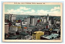 POSTCARD Bird's Eye View of Business Centre Baltimore Maryland 1918 picture