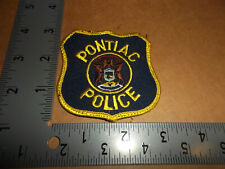 Pontiac Police Patch~Michigan~MI~Uniform Worn~Defunct Dept~Yellow Stitching~Smal picture