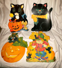 Vintage Eureka Halloween Decorations Double Sided Cat Mouse Pumpkin Scarecrow picture