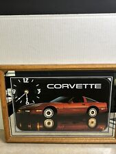 Vintage Corvette Wall Mirror Clock Man Cave Framed As Is picture
