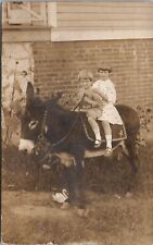 RPPC Children Donkey George & Josephine to Bleckley in Anderson SC Postcard Y18 picture