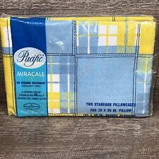 VTG Pacific Miracale Standard Pillow Case Set Of 2 Blue Yellow, White Geometric picture