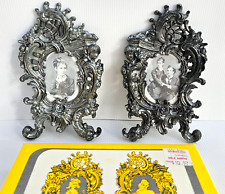 NWB Antique Italian Silver Gilt Easel Picture Photo Frames Victorian Style Set 2 picture