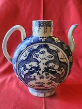 Vintage Chinese Blue & White Large Teapot 10.5