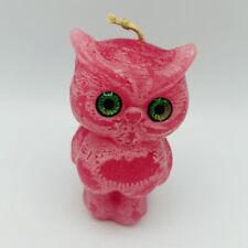 Vintage 70’s Green Eye Owl Wax Candle Kitsch Pink 4” Never Used Groovy Hippie picture