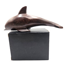 Vintage Hand Carved Solid Wood Dolphin   Iron Wood  10 