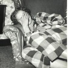 S7 Photograph 1955 Pretty Mystery Woman Shy Hiding Face Hand 1950's  picture