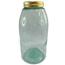 Antique 1900-1910 Blue Glass Ball Mason Jar with Porcelain Metal Lid 9