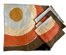 Vera Neumann Brown Orange Abstract  Square 19 Inch Napkins Set of 4 MCM picture