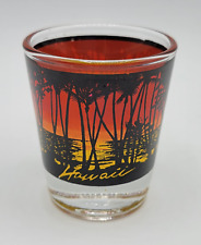 Vintage Souvenir Hawaii Beach Palm Trees Multicolor Sunset Shot Glass picture