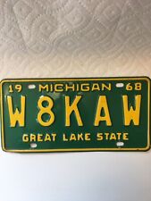 Vintage 1968 Michigan Auto License Plate Tag Man Cave Garage Decor W8KAW picture