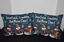 Lot 2 Vtg Good Housekeeping Snowflakes Friendship And Winter Cheer Pillow s picture