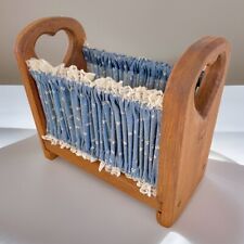 VTG Wood Napkin Mail Holder Pine Heart Country Ruffle Retro Kitschy 70-80s picture