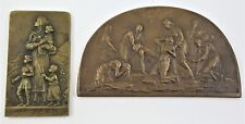 RARE 1915 1917 Bronze Odd Shaped plaquettes from WWI Paris (XF/AU)  picture