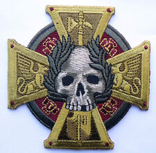 CELTIC CROSS SKULL EMBROIDERED IRON ON CRUSADER PATCH  picture
