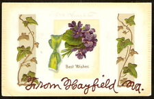 1909 Best Wishes From HAYFIELD VIRGINIA Hand Lettered FANCY EMBOSSED Postcard picture