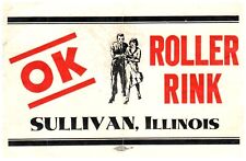 Original Vintage 1940s Roller Skating Rink Sticker Sullivan IL s24 picture