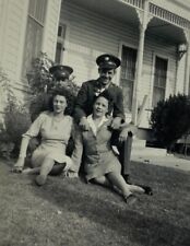 Two Pretty Women Sitting In Grass With Two Soldiers B&W Photograph 3 x 4 picture