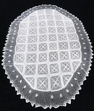 Oval 72x126'' White 100% Cotton Handmade Crochet Lace Tablecloths Vintage Style picture