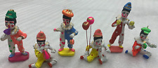 Vintage clay clown lot set of 6 collectible figurine miniature ornament bright picture