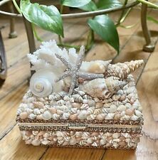 Rare Isabella Adams Crystal Starfish & Shells Cluster Keepsake Jewelry Box picture