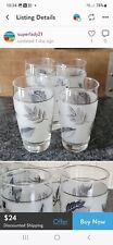 Mid Century LIBBEY Frosted Silver Leaf Juice Glass U.S.A Foliage Set picture
