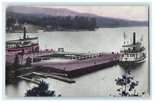 c1910s Steamer Sailing, Aerial View of Lake George New York NY Antique Postcard picture