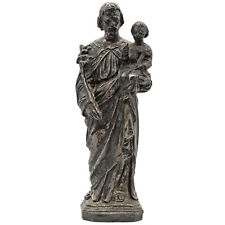 Antique Vintage DSR France Bronze Figurine Statue St Saint Joseph Jesus Lily picture