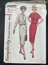 Vintage 1958 SIMPLICITY Sewing Pattern 2620 Dress MCM Collar 18 38B UNCUT kimono picture