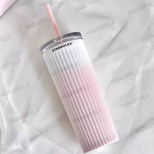 2023 China Starbucks Mint Pink Gradual Stripe 16oz SS Straw Cup New picture