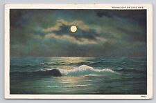 Postcard Moonlight On Lake Erie Pennsylvania 1933 picture