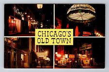 Chicago IL-Illinois, Old Town, Wells Street, Antique Vintage Souvenir Postcard picture