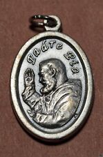 Vintage Catholic Medal Padre Pio Prega Per Noi Pendant Italy picture