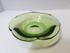 Vintage Pea Green Thick Transparent Glass Ashtray 8.5