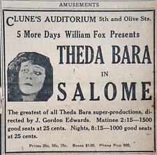 1918 Los Angeles Newspaper Page - Rare Theda Bara in Salome Movie Ad picture