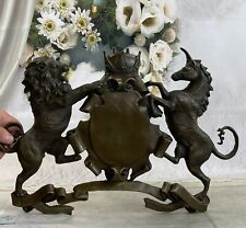 Royal Achievement of Arms Lion  Unicorn Crown Shield Bronze Sculpture Crest GIFT picture