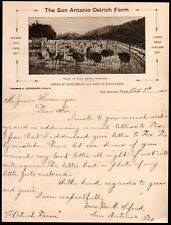 1908 Texas - San Antonio Ostrich Farm - Rare Letter Head Bill picture