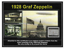 1928 Graf Zeppelin Authentic Flown Fabric swatch on a Beautiful Certificate picture