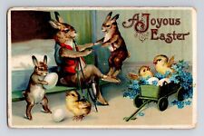 Vintage Postcard Easter Anthropomorphic Rabbits Chicks Embossed Early 1900s picture