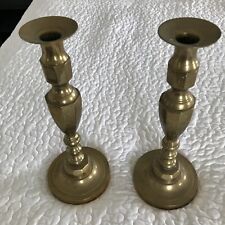 Heavy Brass Candlesticks 11” Tall 1.5 Lbs Each Dining Table Sideboard VIntage picture