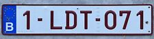 BELGIUM UNUSED LICENSE PLATE RED LETTERS ON WHITE #1LDT071 picture