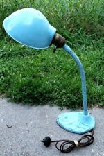 Vintage Faries MFG 1930's Art Deco Cast Iron Robin Egg Blue Goose Neck Desk Lamp picture